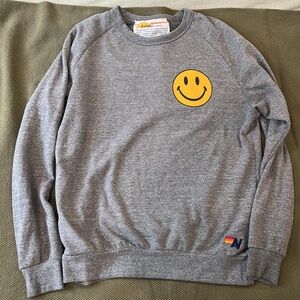 Aviator Nation Gray Smiley Face Sweatshirt